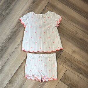 Striped Kids Outfit with Orange Accents